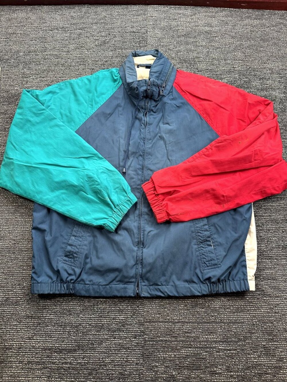 Members Only Vintage Mens XL Windbreaker Jacket Colorblock Navy Red Teal 80s